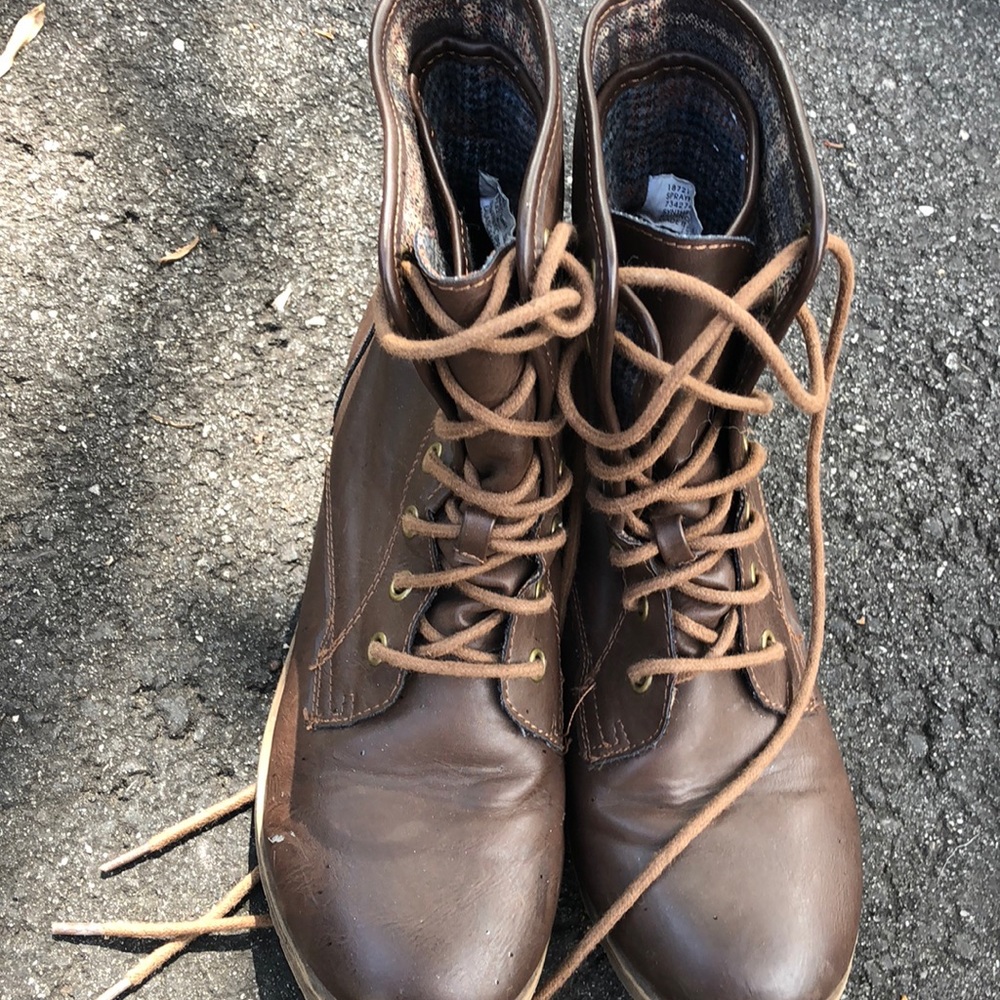 Brown combat boots